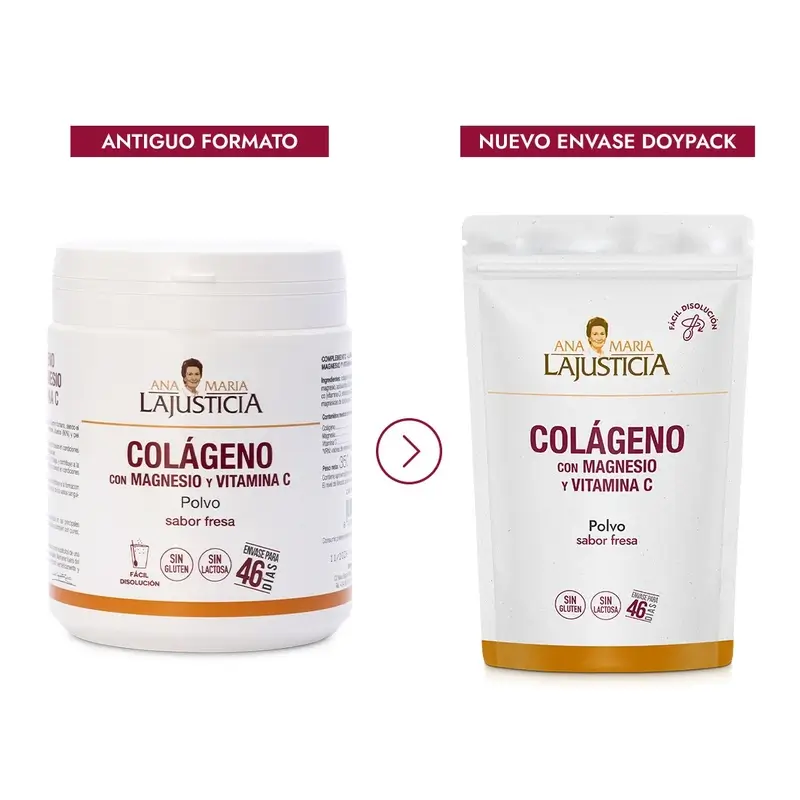 Ana Maria Lajusticia Collagen With Magnesium + Vit.C Strawberry Flavour Powder Doypack, 350 grams - Image 4