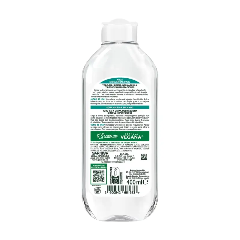 Garnier Face Cleansing Products Salicylic Anti-Imperfection Micellar Water , 400 ml - Image 6